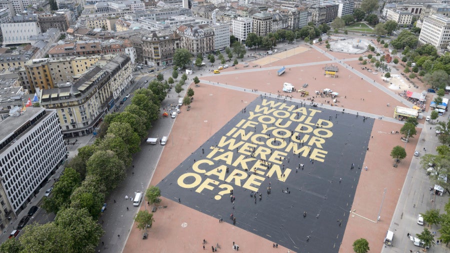 Aerial shot of ground sign