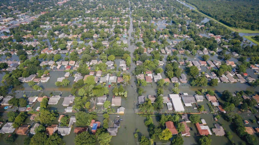 Flooded roads in Texas after Hurricane Harvey