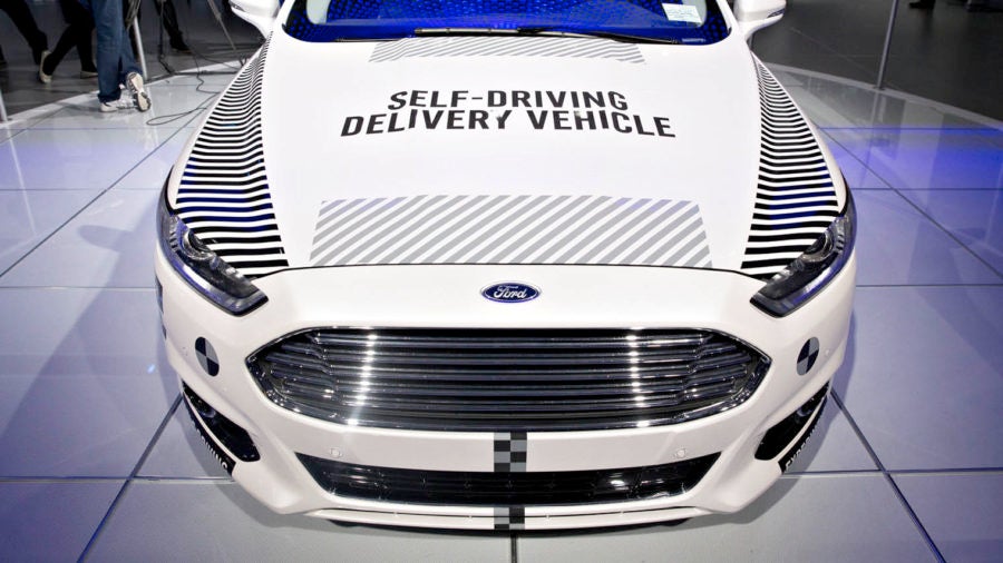 Ford Fusion self-driving car on display at this year's Detroit North American International Auto Show