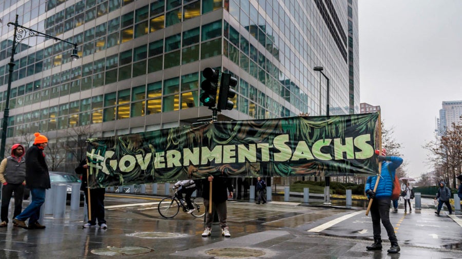 activists campaigning against Goldman Sachs conflict of interest