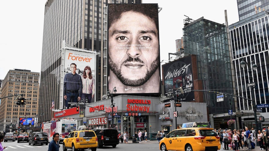 billboard with Colin Kaepernick on it