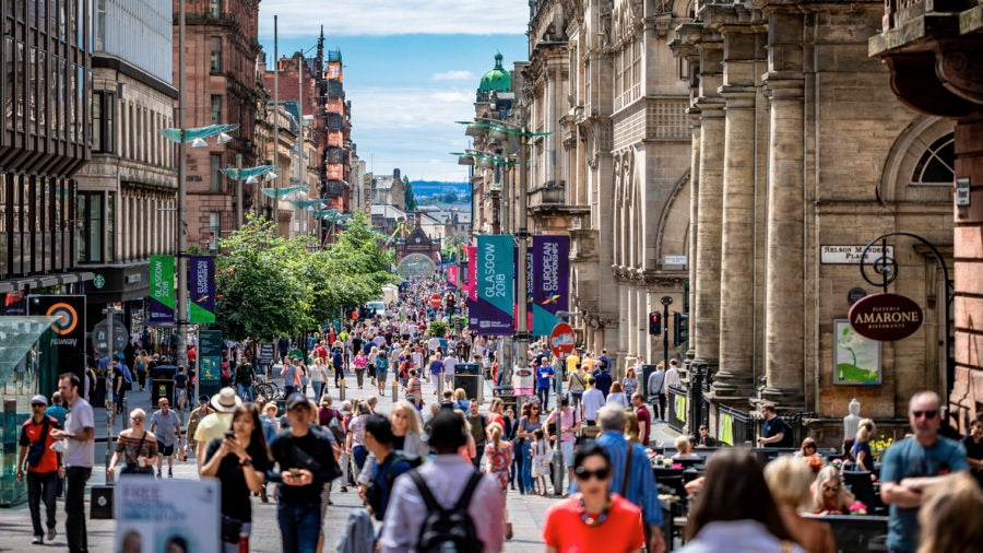 Glasgow high street with people on it