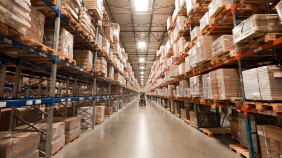 goods on shelves in warehouse