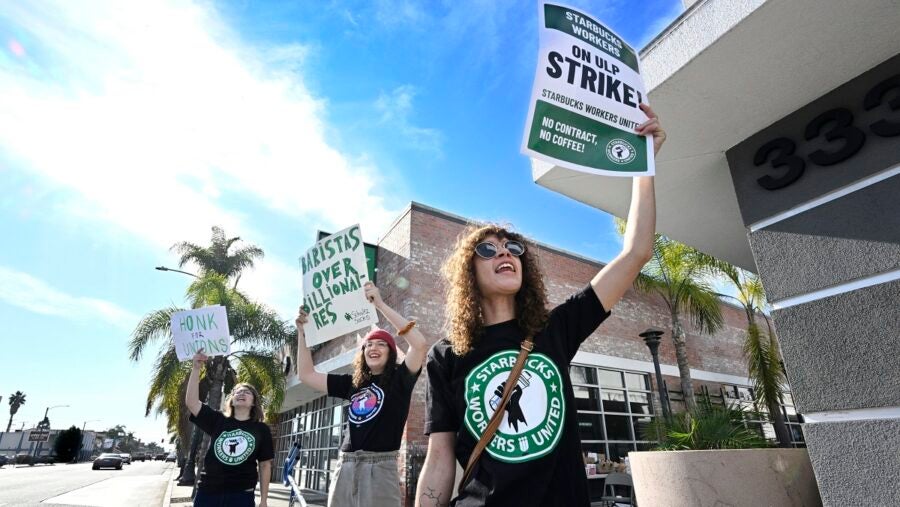 Starbucks Employees Strike In Long Beach.