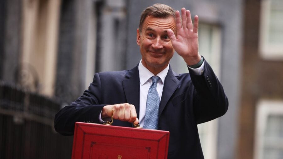 Uk Chancellor Jeremy Hunt Leaves Downing Street With The Despatch Box To Present His Spring Budget To Parliament On March 15 2023 In London England