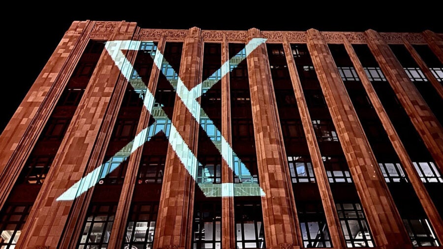 The new 'X' logo on the side of its HQ. Source: X